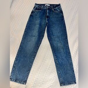 Zara Women Straight Leg Jeans in Deep Blue Denim